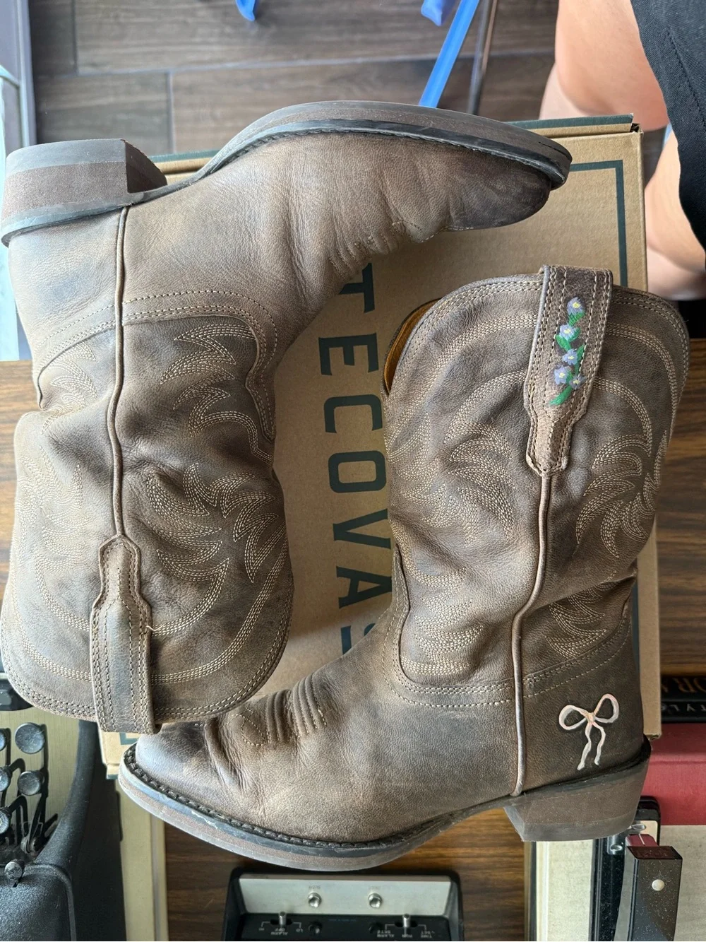 GIRLS Tecovas Brown Leather Western Boots